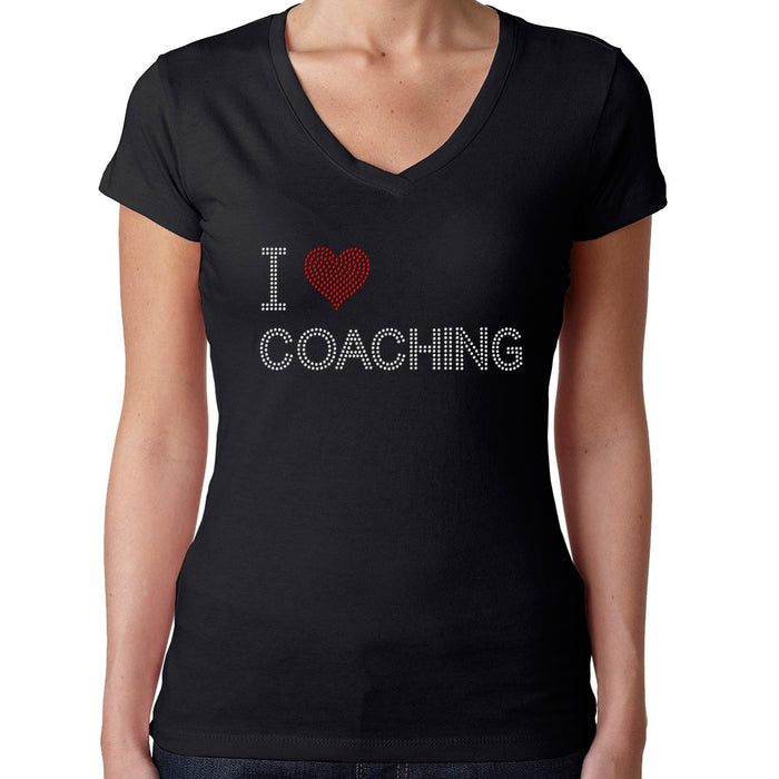 Rhinestone Bling Choose your Style I Love Coaching Heart Sports