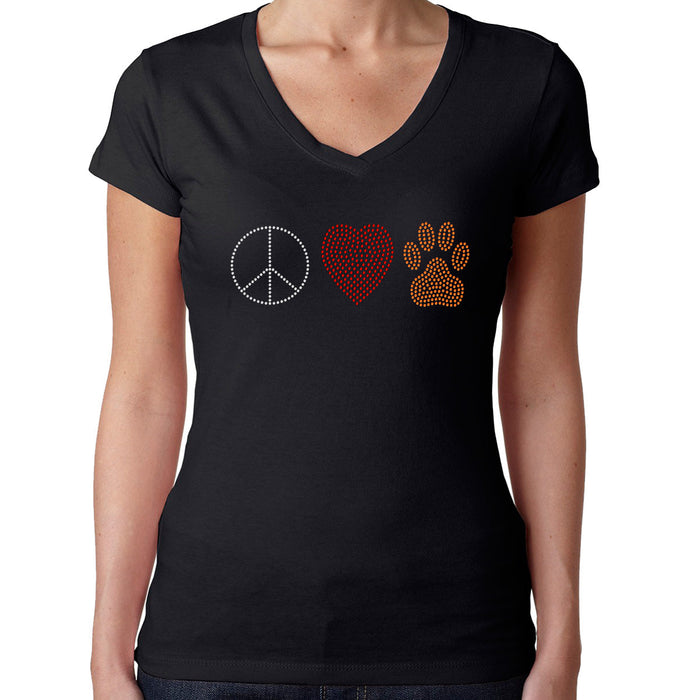 Rhinestone Bling Choose your Style Peace Love Paw Heart Dog Animals