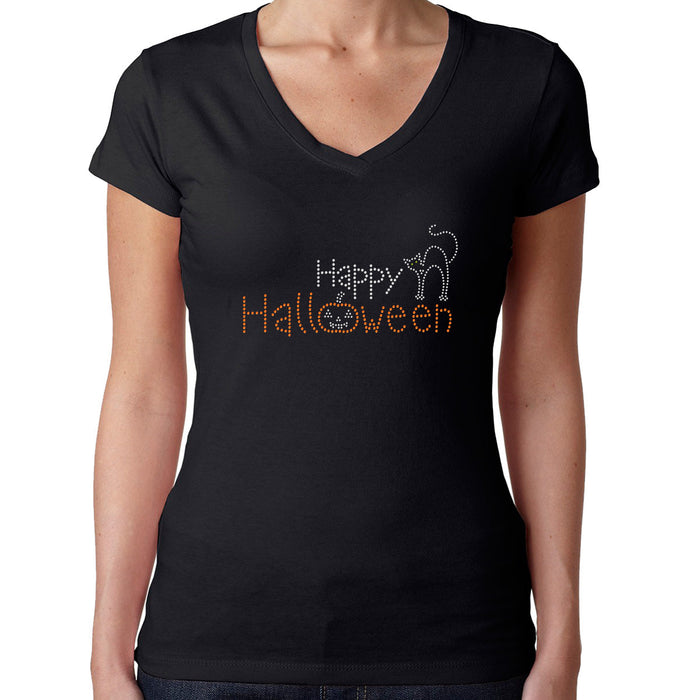 Rhinestone Bling Choose your Style Happy Halloween Cat