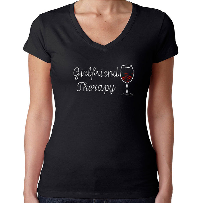 Rhinestone Bling Choose your Style Girlfriend Therapy Red Wine Glass Drinks