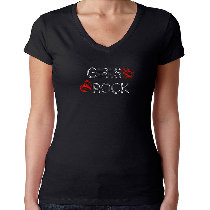 Rhinestone Bling Choose your Style Girls Rock Red Heart Sparkle Music