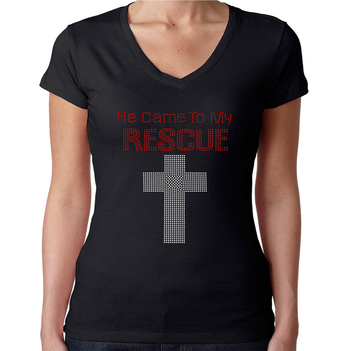 Rhinestone Bling Choose your Style He Came to my Rescue Jesus God Religion Faith