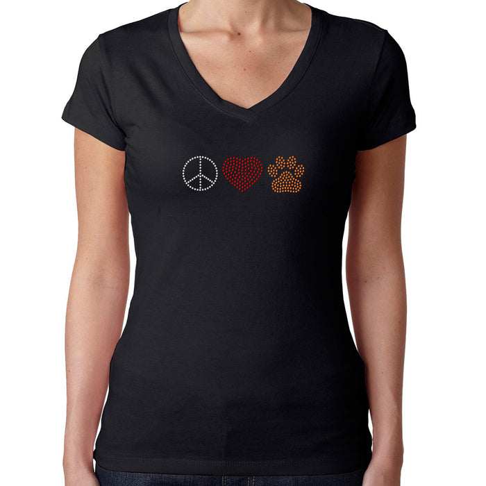 Rhinestone Bling Choose your Style Peace Sign Love Heart Dog Paw Animals