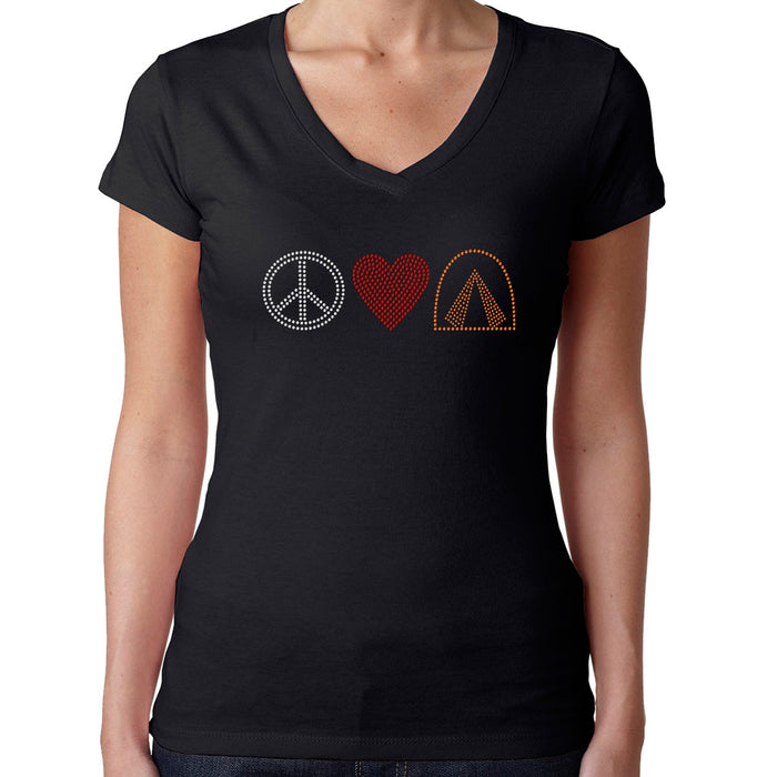 Rhinestone Bling Choose your Style Peace Sign Love Heart Camping Sports