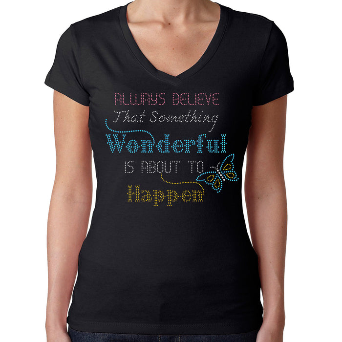 Rhinestone Bling Choose your Style Believe Something Wonderful Happen Christmas