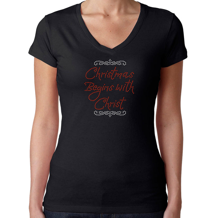 Rhinestone Bling Choose your Style Christmas Begins with Christ Christmas