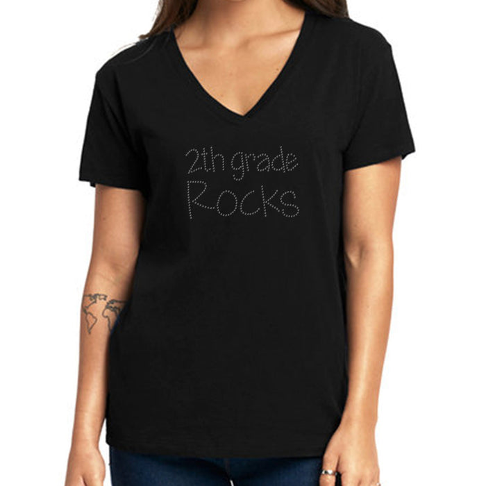 Rhinestone Bling Choose your Style 2nd Grade Rocks School Black