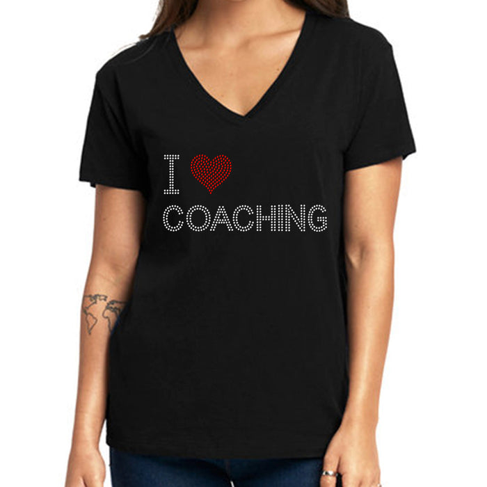 Rhinestone Bling Choose your Style I Love Coaching Heart Sports