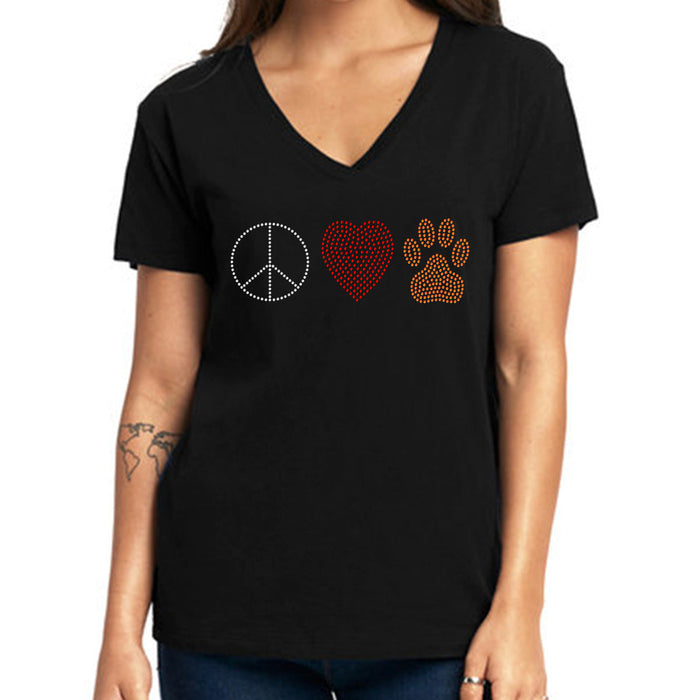 Rhinestone Bling Choose your Style Peace Love Paw Heart Dog Animals