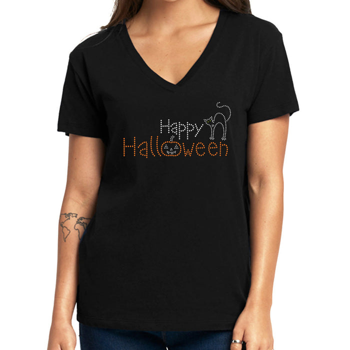 Rhinestone Bling Choose your Style Happy Halloween Cat