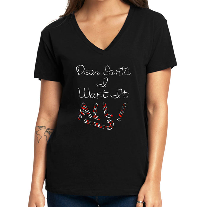 Rhinestone Bling Choose your Style Christmas I Want All Candy Cane