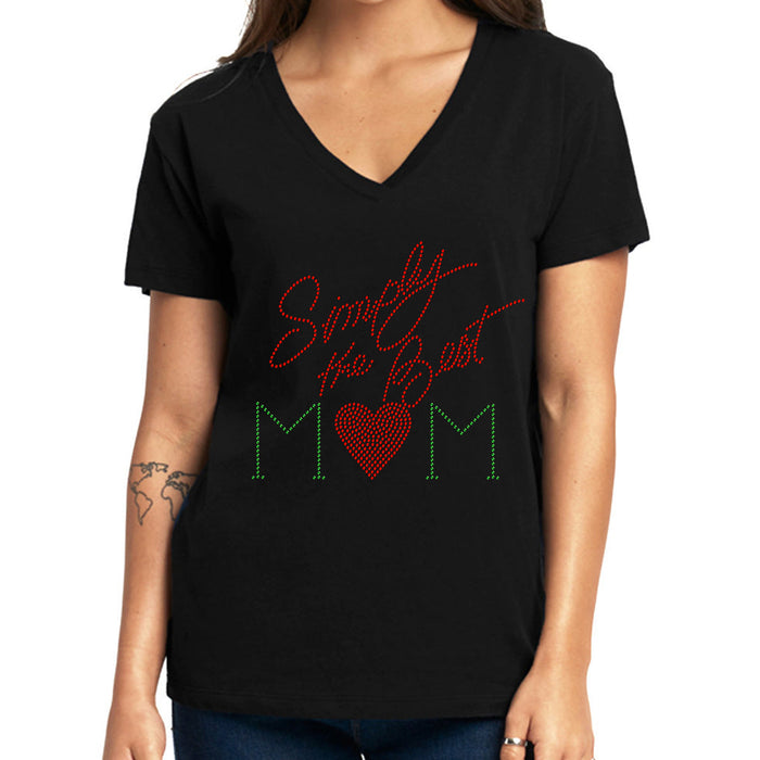 Rhinestone Bling Choose your Style Simpy the Best Mom Red Sparkle Family