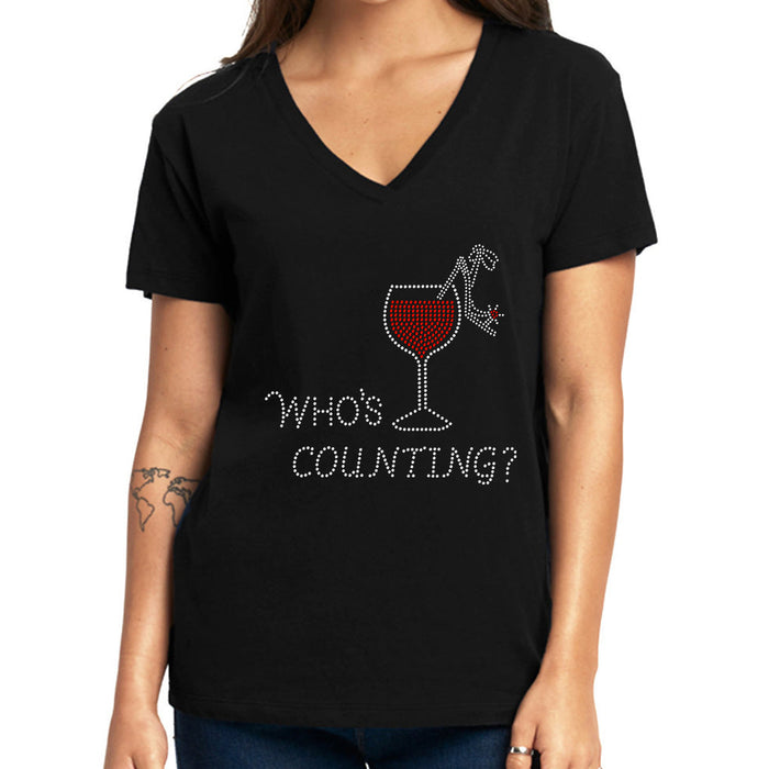 Rhinestone Bling Choose your Style Who's Counting Glass Red Wine Drinks