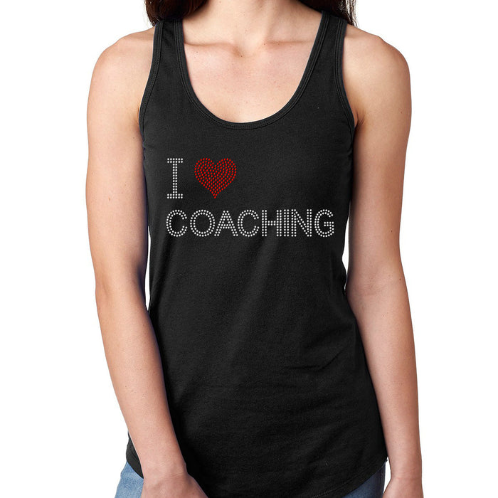 Rhinestone Bling Choose your Style I Love Coaching Heart Sports