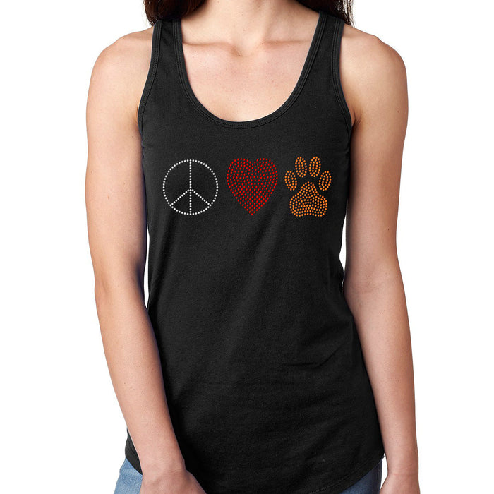 Rhinestone Bling Choose your Style Peace Love Paw Heart Dog Animals