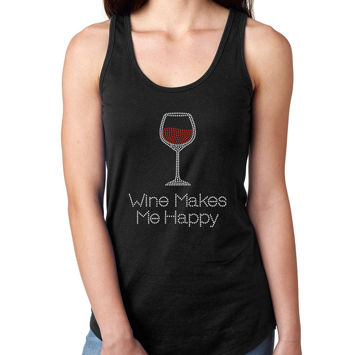 Rhinestone Bling Choose your Style Wine Makes Me Happy Glass Drinks