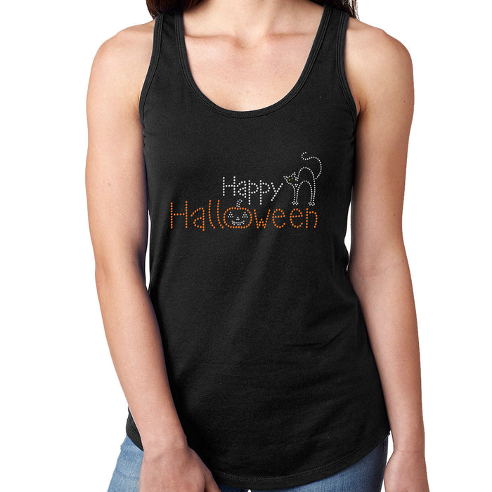 Rhinestone Bling Choose your Style Happy Halloween Cat