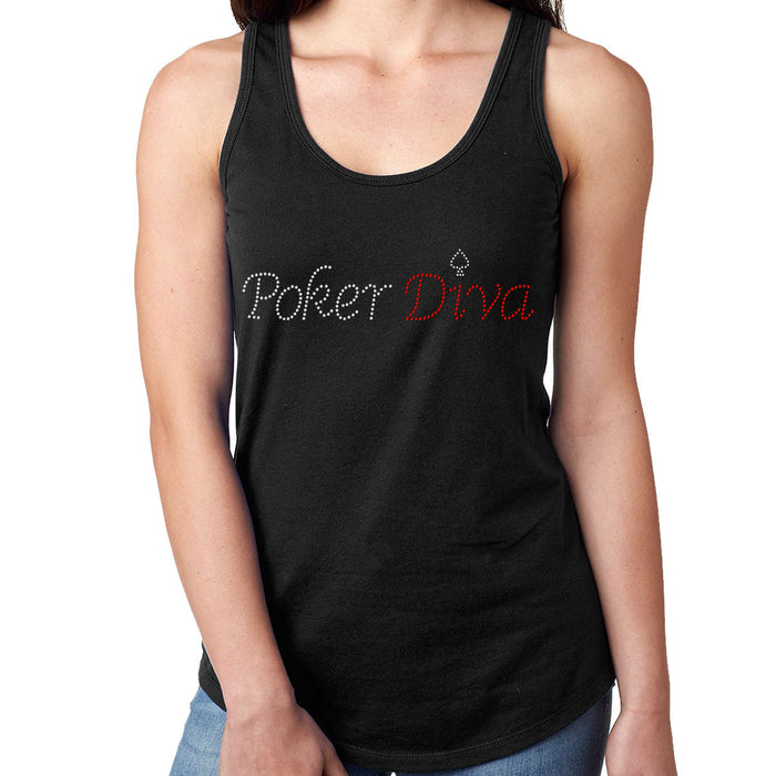 Rhinestone Bling Choose your Style Poker Diva Red White Leisure Vegas