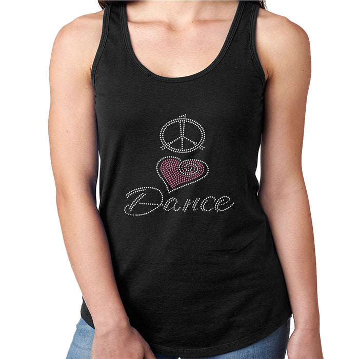 Rhinestone Bling Choose your Style Peace Love Dance Pink Heart Dance