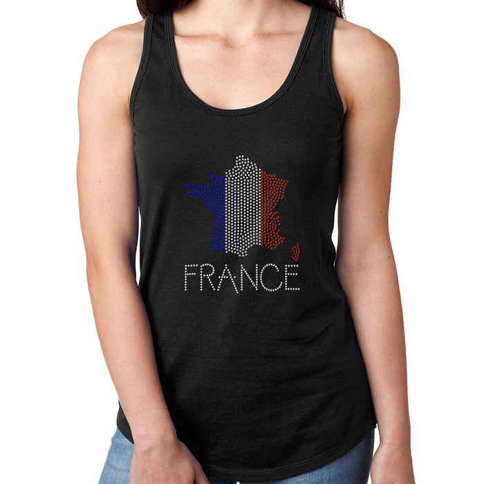 Rhinestone Bling Choose your Style France Flag Map Sparkle cities