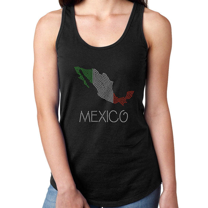 Rhinestone Bling Choose your Style Mexico Flag Map Sparkle cities