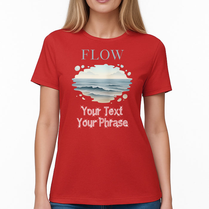 Custom Women's T-Shirt - Leisure DTF Print with Personalized Rhinestone Text