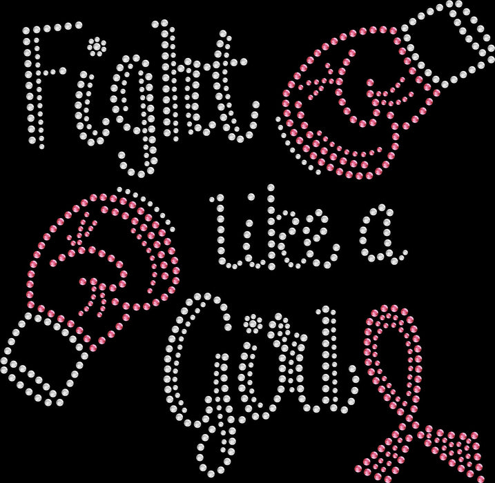 Rhinestone Bling Choose your Style Fight Like a Girl Gloves Pink Ribbon Awareness