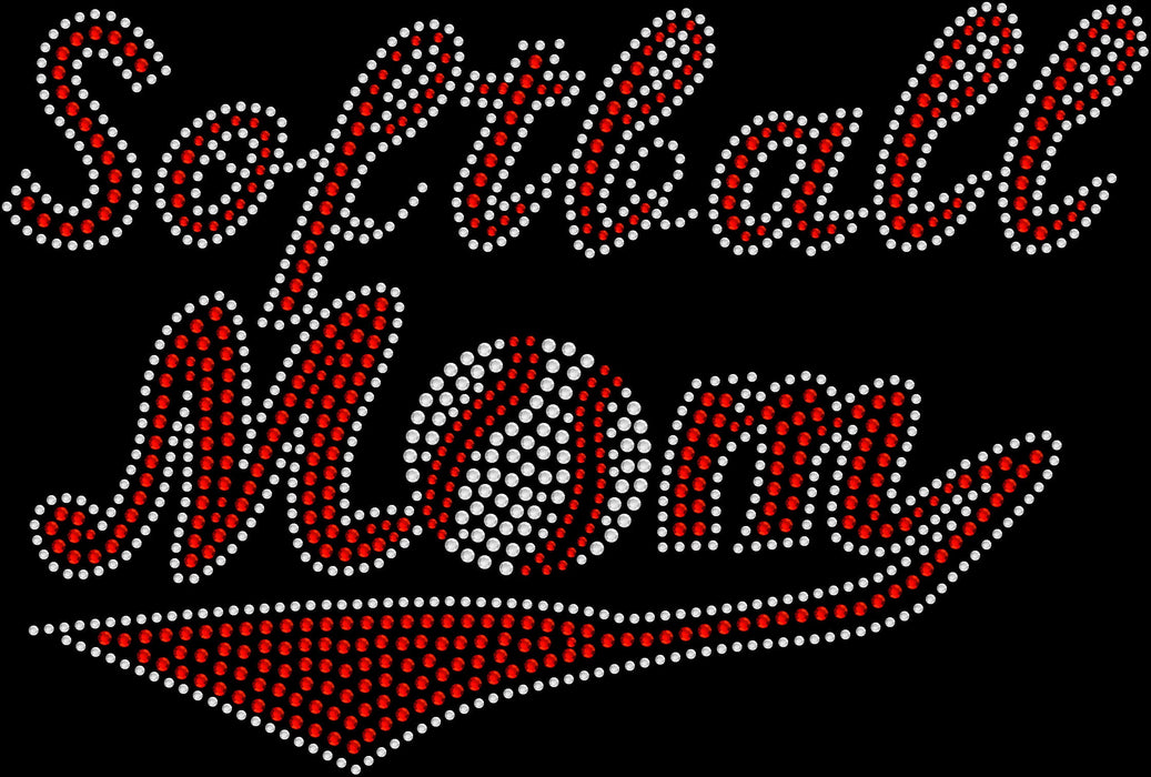 Rhinestone Bling Choose your Style Softball Mom Red White Sports Family