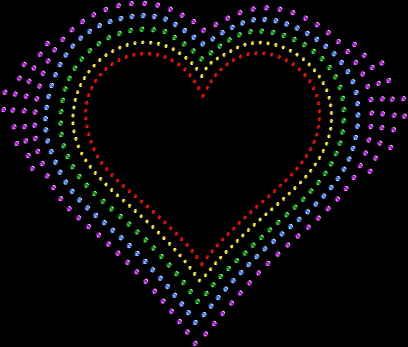 Rhinestone Bling Choose your Style Multicolor Rainbow Heart Symbols