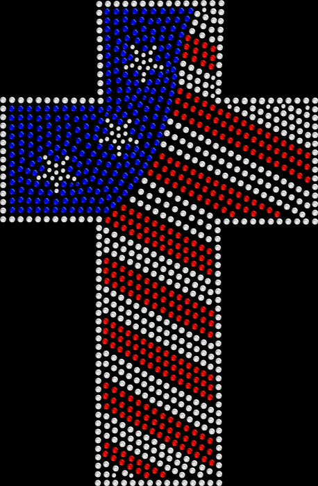 Rhinestone Bling Choose your Style American Flag Colors Cross Patriotic