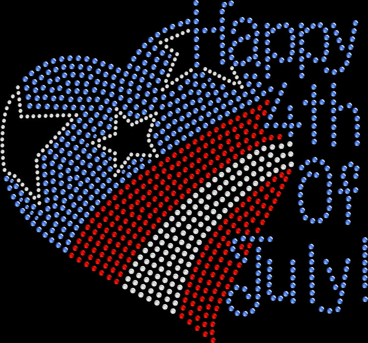 Rhinestone Bling Choose your Style Happy 4th of July Flag Heart Patriotic