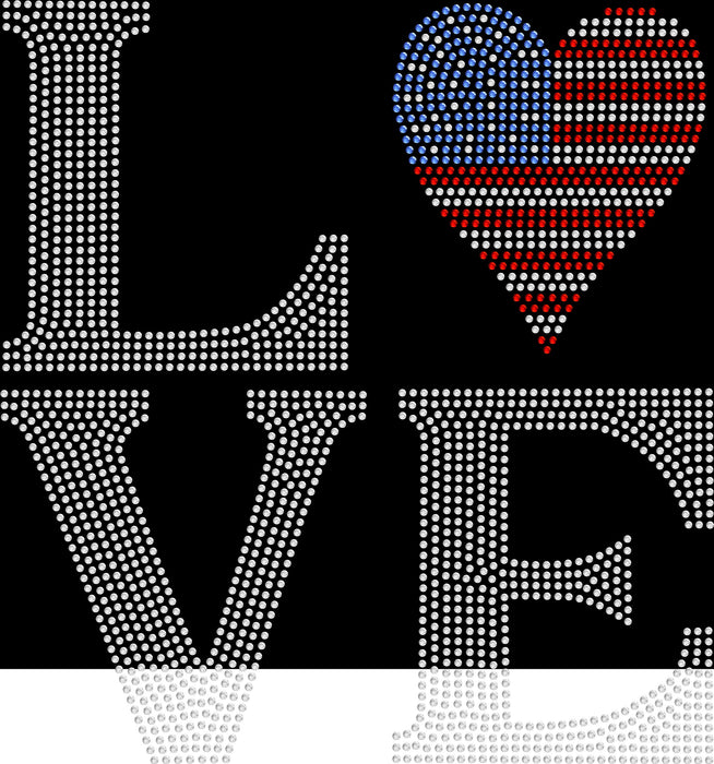 Rhinestone Bling Choose your Style LOVE USA Flag 4th of July Patriotic