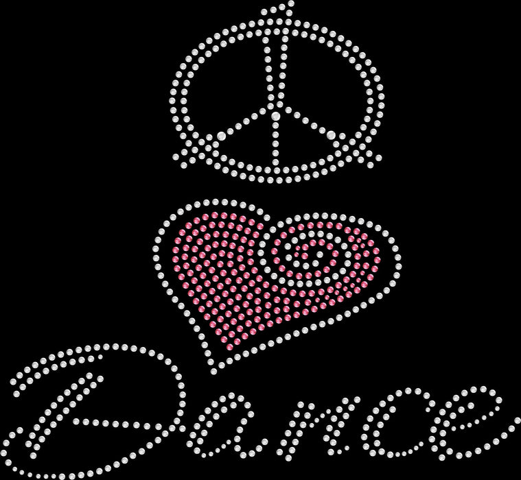 Rhinestone Bling Choose your Style Peace Love Dance Pink Heart Dance