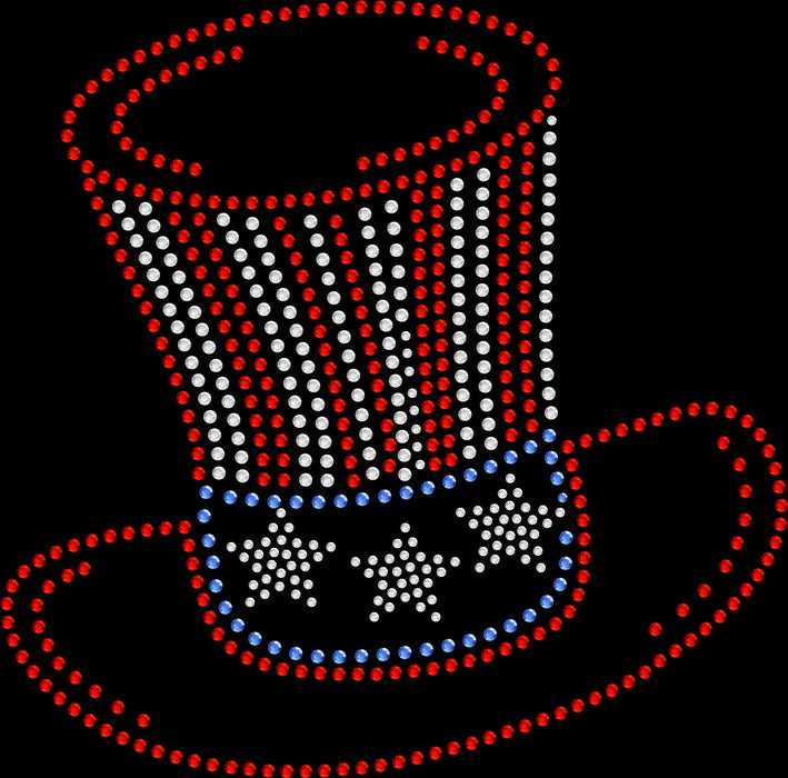 Rhinestone Bling Choose your Style USA Stovepipe Hat Flag Outline Patriotic