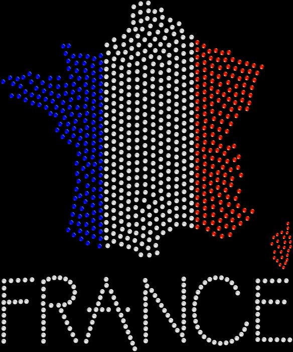 Rhinestone Bling Choose your Style France Flag Map Sparkle cities