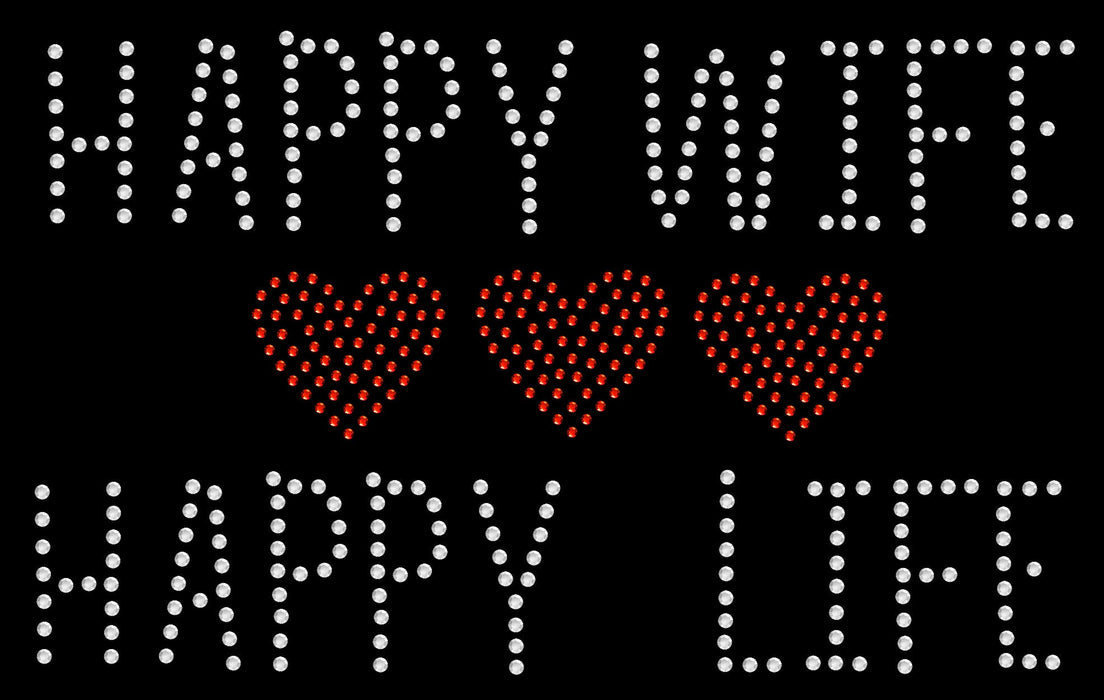 Rhinestone Bling Choose your Style Happy Wife Life Red Hearts Divas Family