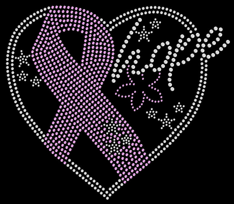 Rhinestone Bling Choose your Style Big Sparkle Heart Love Ribbon Awareness