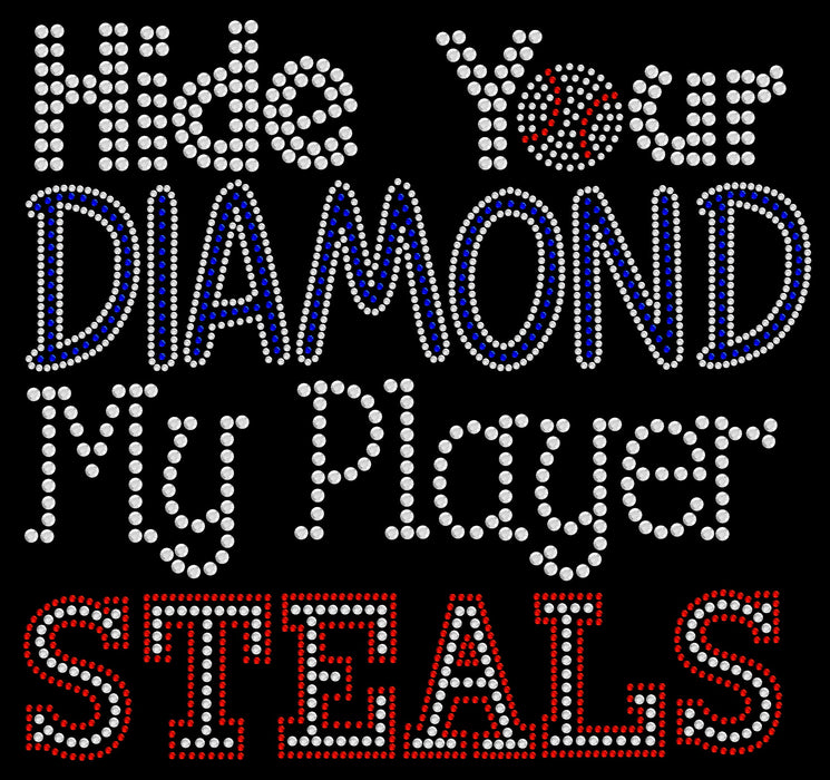 Rhinestone Bling Choose your Style Hide Diamond Player Steals Baseball Sports