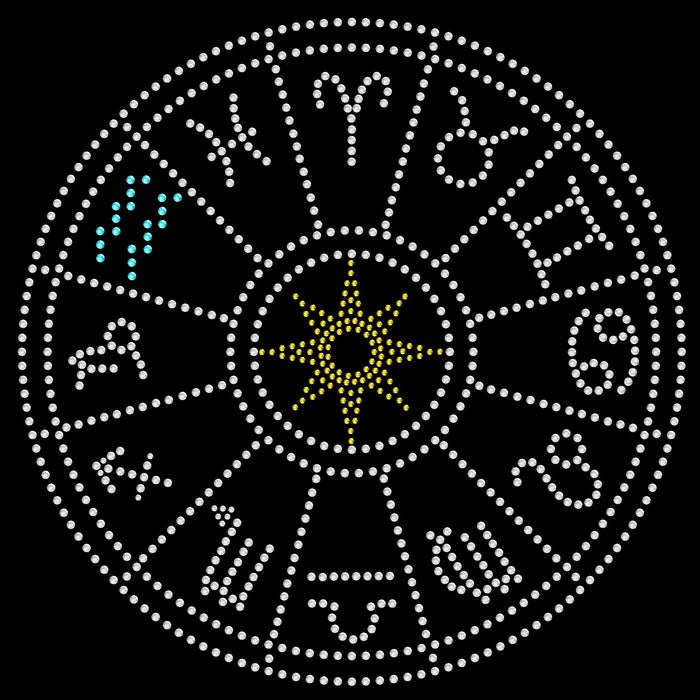 Rhinestone Bling Choose your Style Zodiac Wheel Horoscope Houses Aquarius Symbols