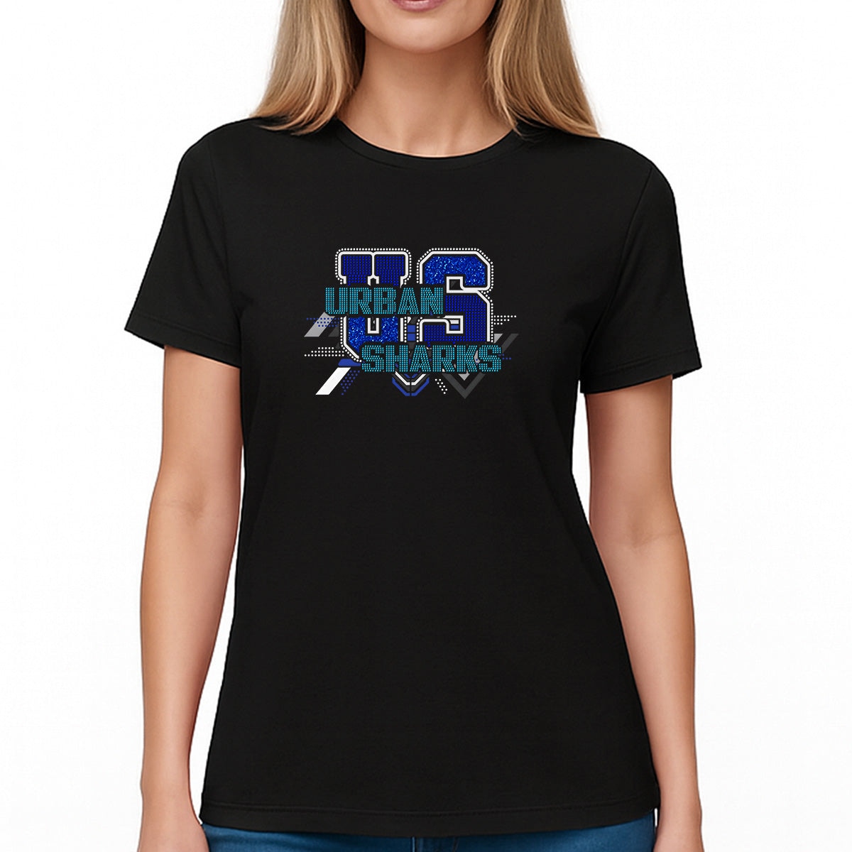 Custom Women’s T-Shirt – Femme Athletic Supremacy Type Personalized Rhinestone and DTF Mix